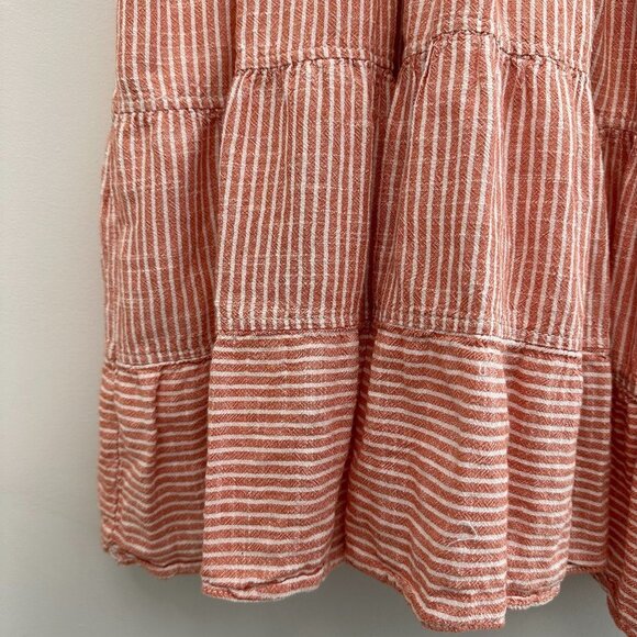 Max Studio Smocked Waist Stripe Tiered Mini Dress Peach Women's XL - Picture 8 of 12